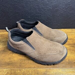 Duluth Trading Co Wild Boar Mocs Mens 10.5 Brown Leather Slip On Work Shoes